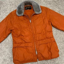 Vintage Tempco Seattle Goose Down Burnt Orange Talon Zip Puffer Jacket Women 14