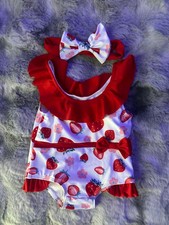 babygirl bathing suit with headband set RED size 3-6 month
