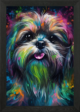 Shih Tzu Dog Fiction Framed Wall Art Poster Canvas Print Picture