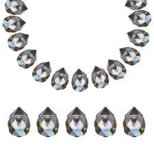 50 Pcs Faceted Teardrop Crystal Beads, Assorted Glass Beads, Deep Iridescent