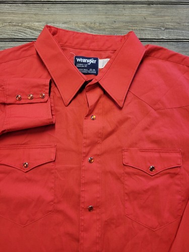 Vintage Wrangler Herren XL Work Western Pearl Snap Cowboy Cut X Long Tails Hemd - Bild 3 von 9