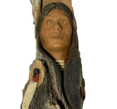 Vintage SIGNED Stephen Herrero Wind River Woman #3004 Sculpture Wall Hanging