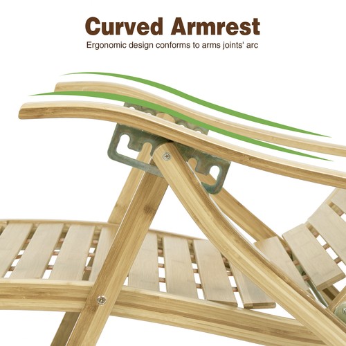 Bamboo Rocking Chair Lengthen Arm Chair Indoor Outdoor Balcony Relaxing Recliner - Picture 14 of 16