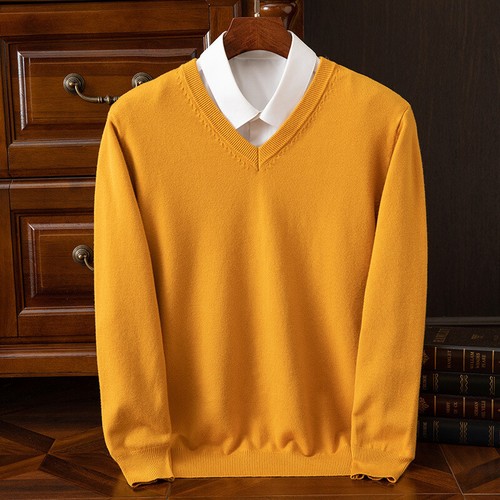 Maglione uomo simil cashmere scollo a V manica lunga pullover maglia base maglia calda - Foto 32 di 41