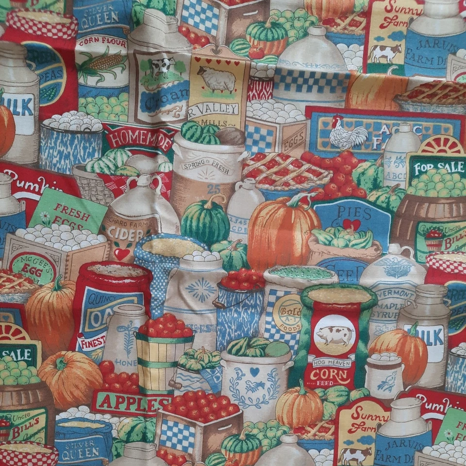 RARE VTG Quilting Fabric 44" X 51" Sharon Kessler Concord Pantry Food Cotton - Image 2 of 4