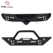 For 2007-2018 Jeep Wrangler Jk Unlimited Front Rear Bumper Set W Led Lights