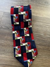 Ermenegildo Zegna Vintage Neck Tie Floral Geometric Red Blue 100 Silk Classic