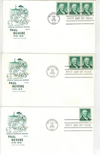 Farnam PAUL REVERE PATRIOT SET OF 3 COIL STRIP OF 3, PAIR, SINGLE #1059A