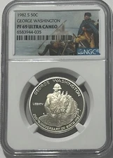 1982 S NGC PF69 Silver Proof George Washington Commemoratives Half Dollar