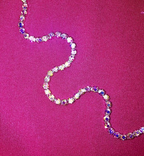 Petite Crystal AB Aurora Rhinestone Trim Close Chain SS10 Single Row 1 YARD - Picture 3 of 3