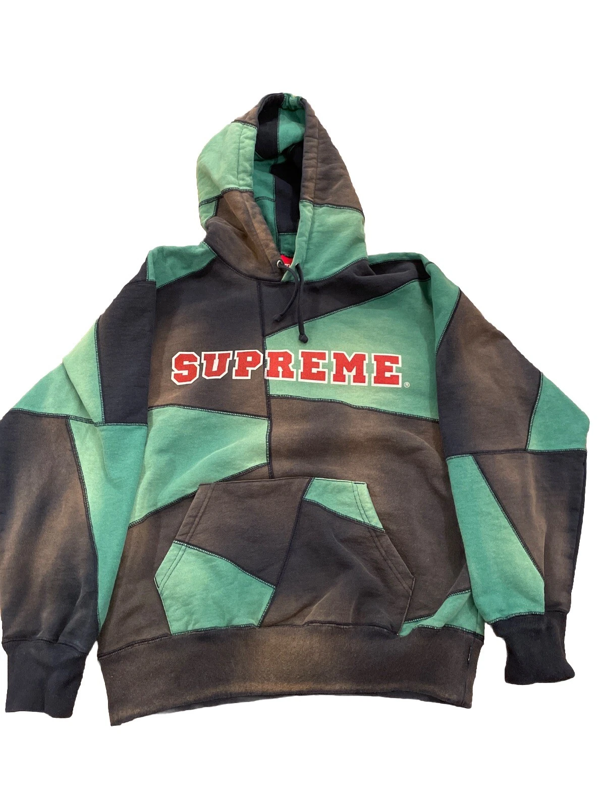 Sweat à capuche Supreme bleu marine vert évasé homme petit FW20 street wear