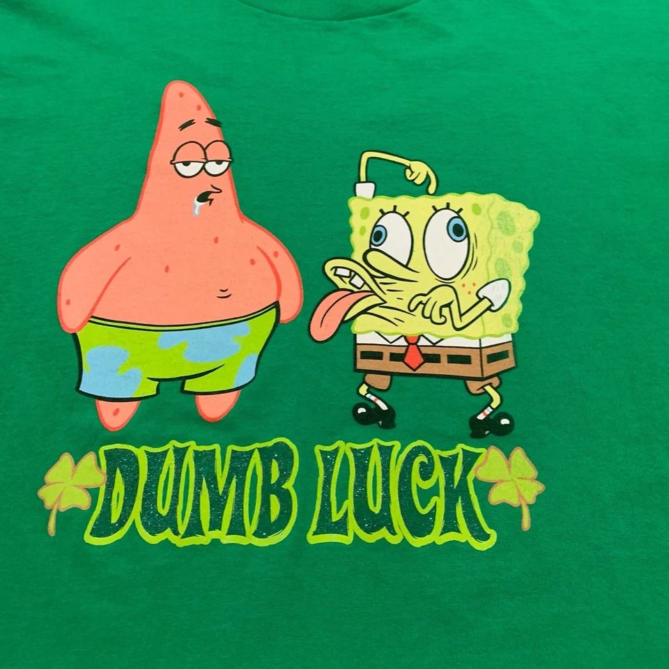 РЕДКАЯ ВИНТАЖНАЯ ФУТБОЛКА NICKELODEON SpongeBob SquarePants Patrick Dumb Luck 2000-е размер M? - Изображение 2 из 4