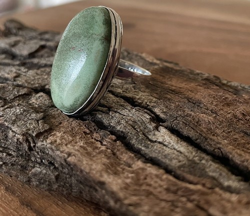 Size 8 Chrysoprase Gemstone Ring -925 Sterling Silver plated Brand New ! - Bild 3 von 4