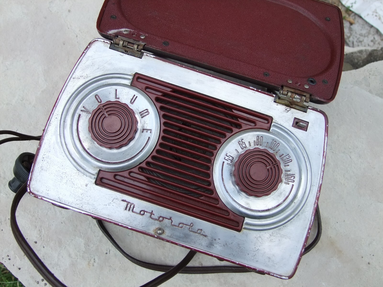 Vintage 1948 Motorola Portable Tube Radio Model 5A7A, Maroon Color eBay