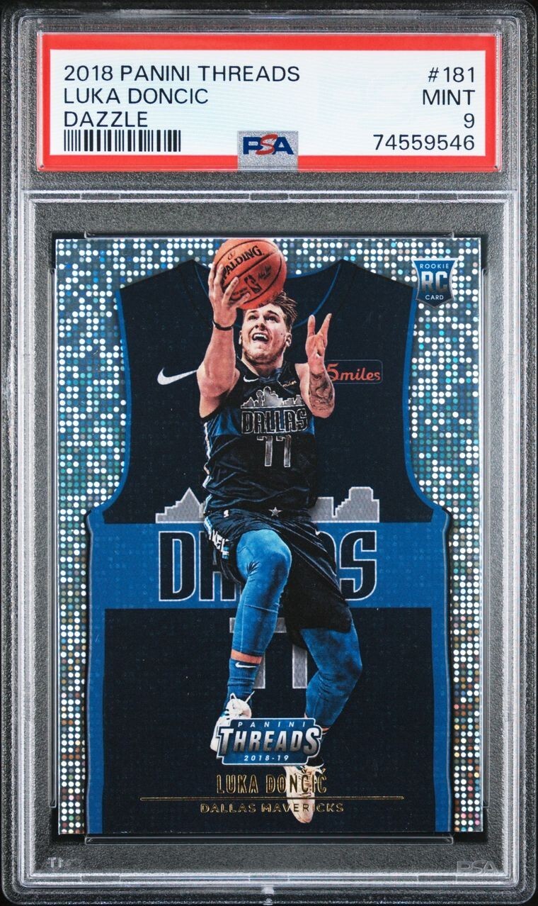 2018-19 Luka Doncic Panini Threads DAZZLE ROOKIE RC #181 PSA 9 MINT Mavericks