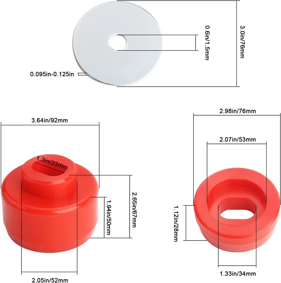 7-141 Body Cab Mount Bushing Kit For 1999-14 Chevy Silverado 1500 GMC Sierra Red Foto 2 de 4