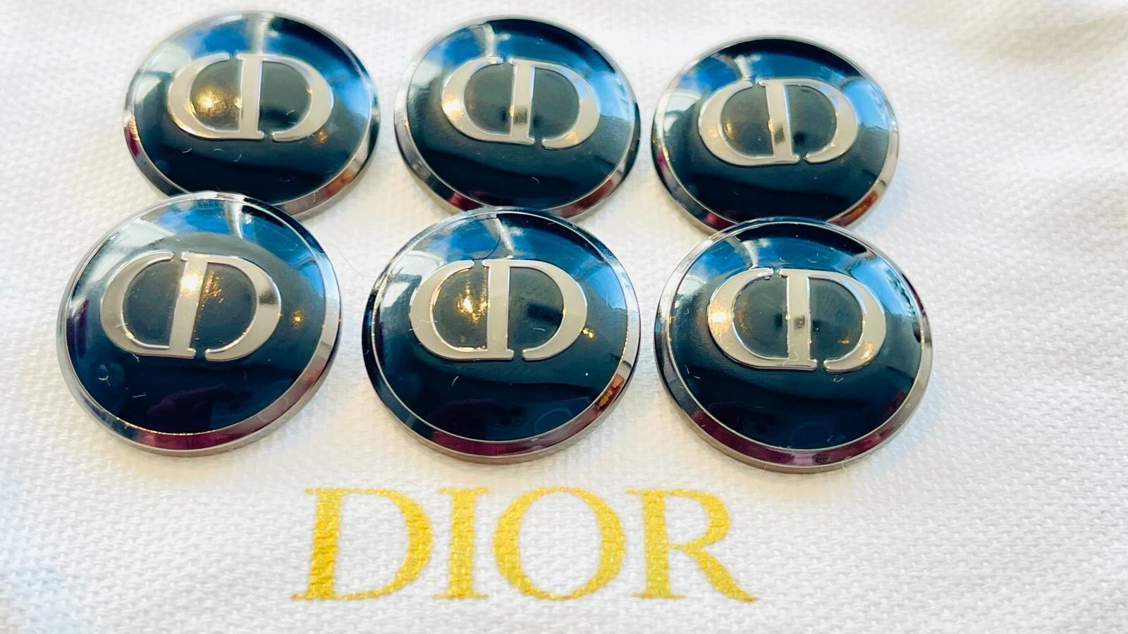 6 BOTTONI Christian DIOR 23 mm 0 9 pollici logo CD pistola argento nero