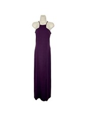 Express Purple Plum Side Slit Strech Maxi Halter Womens Size Small