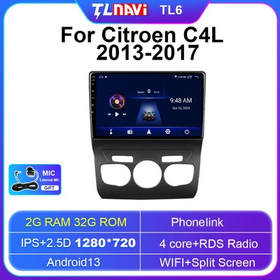 For 2013-2017 Citroen C4 C4L 10.1 Inch 2.5D 2K Screen Android 13 GPS Car Radio