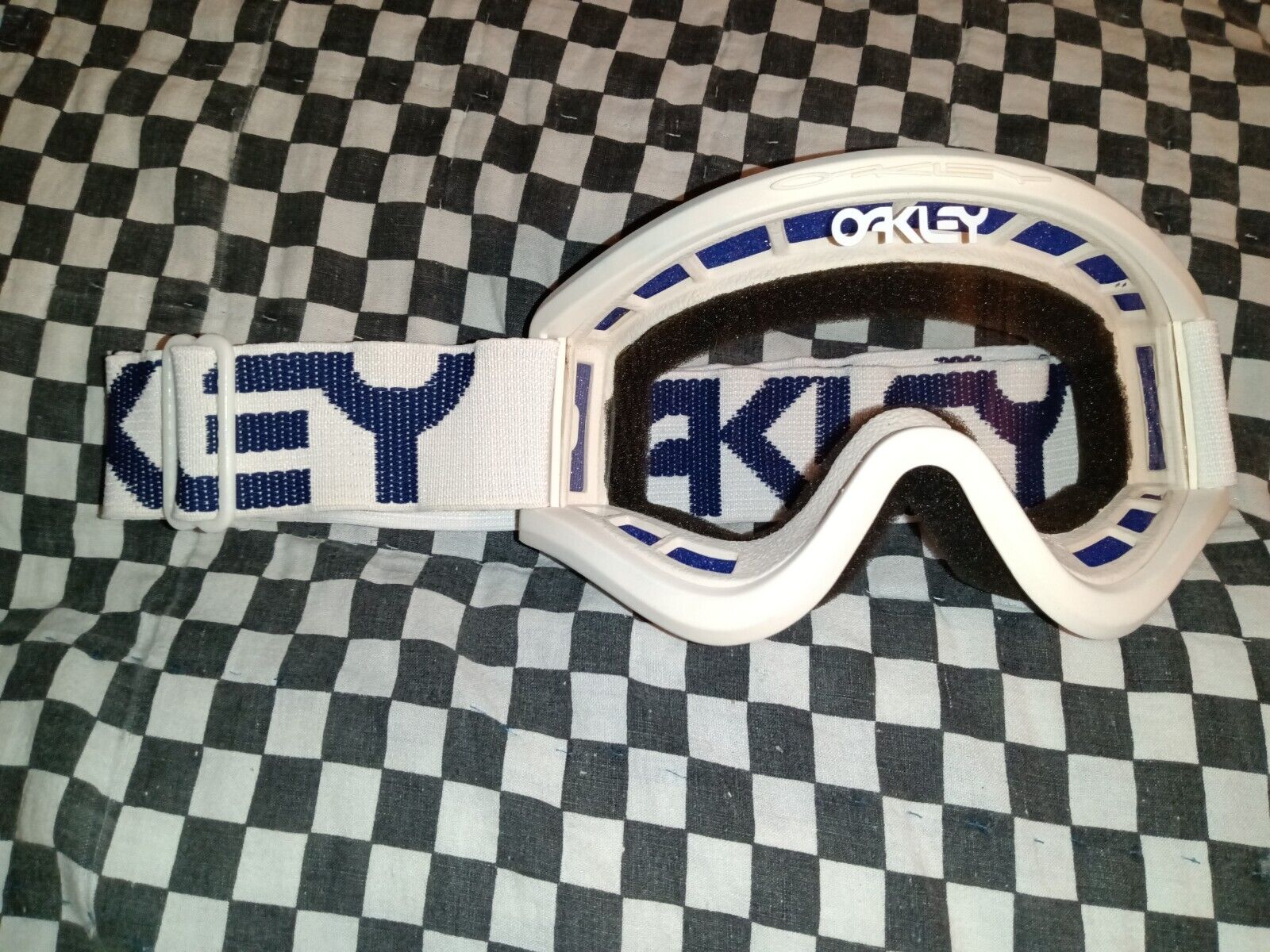 Vintage 90s Oakley goggles white/ blue guard nos mx,ama, motocross 