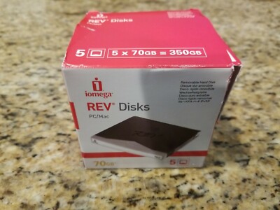 Iomega Rev Disks (5 Pack) PC/Mac Removable 70 GB External Hard Disk Drive *NEW*