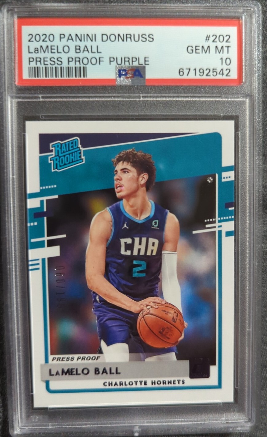 2020-21 Panini Donruss Lamelo Ball Rookie Press Proof Purple 60/199 PSA 10!!!
