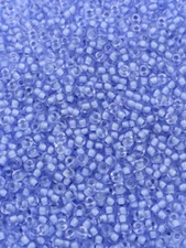 Vintage TOHO Japan Glass Seed Beads Transparent Blue Lined 21g 11/0 BB16-4a