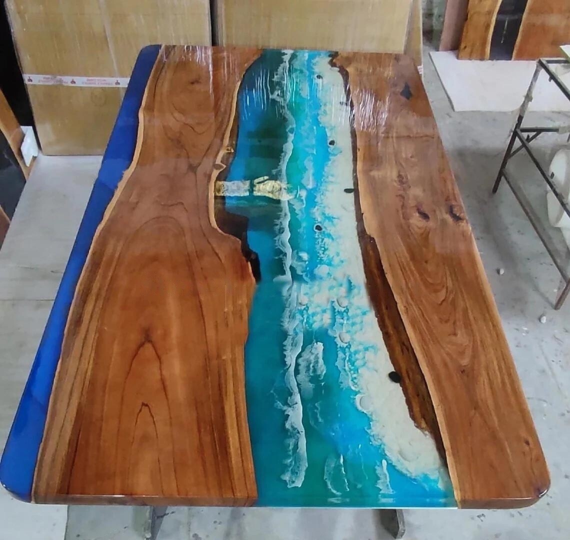 Ocean Epoxy Table- Resin Table ,Custom Made Table , Epoxy Dining Table Furniture