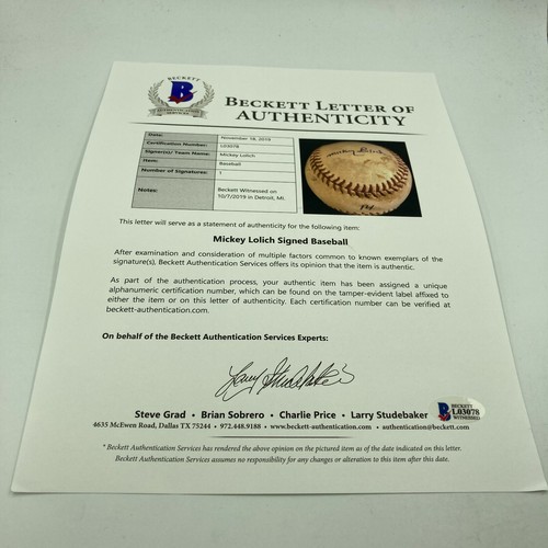 Mickey Lolich Signed Career Win No. 116 Final Out Game Used Baseball Beckett COA - Picture 6 of 8