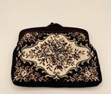 Vintage Womens Petit Point Needlepoint Embroidery Purse Bag Prom MCM Victorian