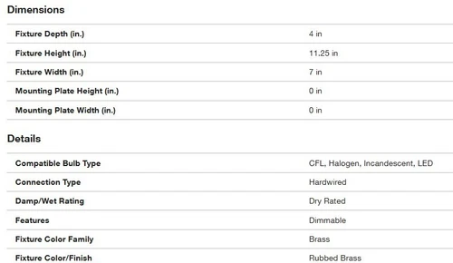 Saxon 7 in. 1-Light Rubbed Brass Interior Wall Sconce with White Fabric Shade - Picture 4 of 5