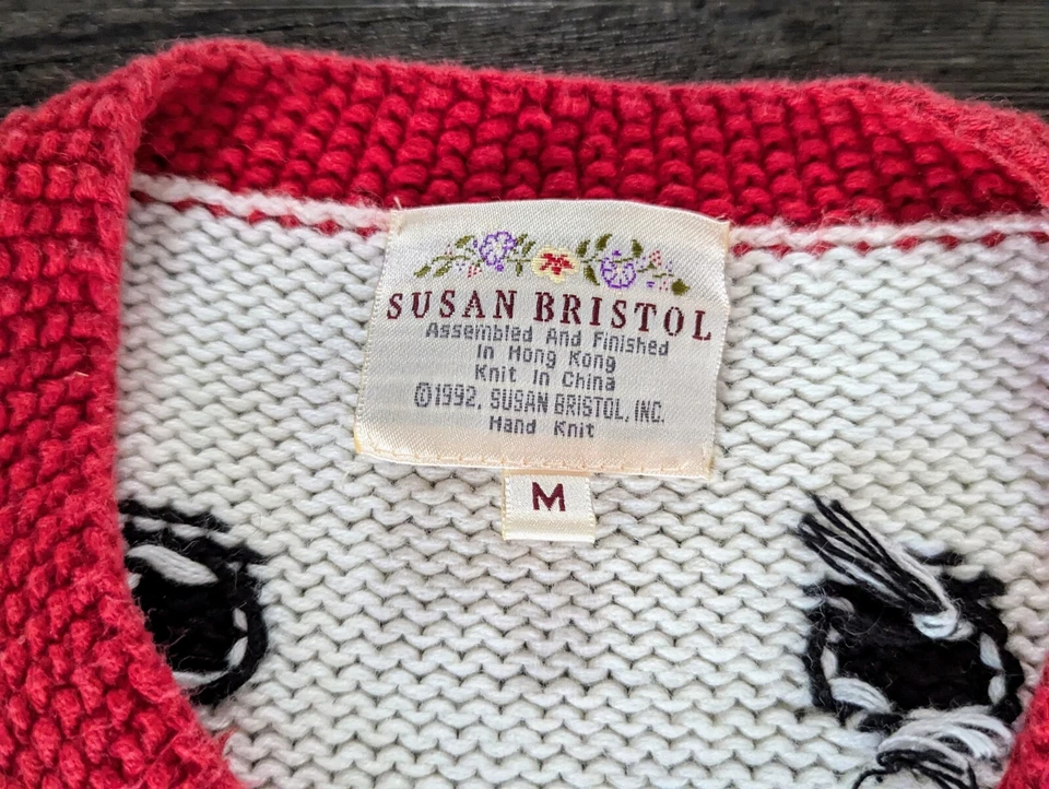 Susan Bristol Sweater Funky White Polka Dot Short Sleeve Vintage Sweater Size M - Image 4 of 4