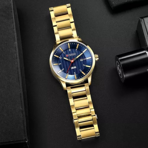Orologio Curren Uomo Quarzo Lusso Oro Orologio Da Polso Luminoso Business Uomo Orologio NUOVO - Foto 8 di 29