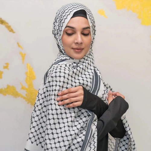 Palestine Scarf Keffiyeh Print Muslim Ladies Chiffon Hijab Keffiyeh Scarf Hijab - Picture 11 of 14