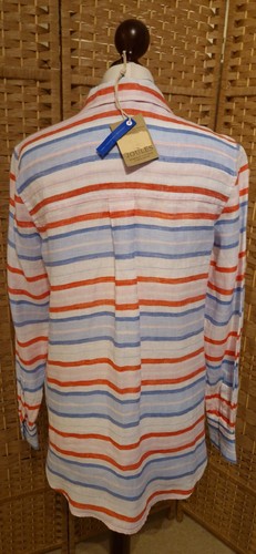 Joules Linen Shirt Blouse Size 8 BNWT White Red Blue Stripe NEW (S1) - Picture 5 of 9