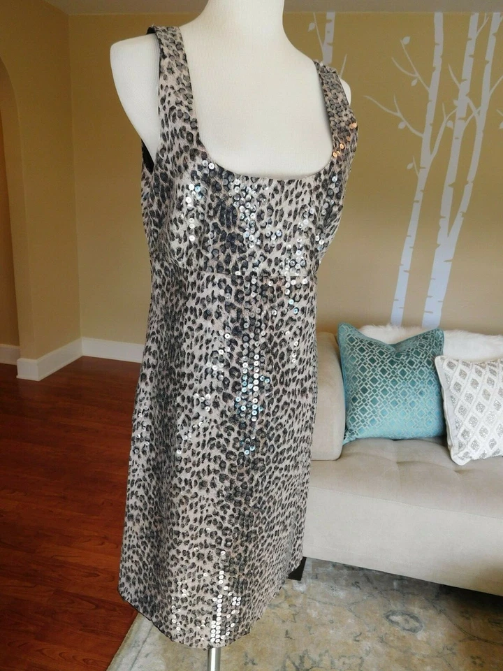 Gorgeous BAILEY 44 Sequined Animal Print Sleeveless Sheath Dress 10 EXCELLENT!!! - Image 3 of 4
