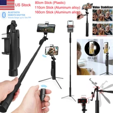 Gimbal Stabilizer Bluetooth Remote Foldable Selfie Stick Tripod Monopod w/LED US