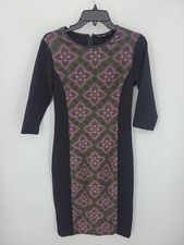 Raoul Anthropologie Dress Womens 4 Black Mixed Print Sheath Artsy Boho Designer