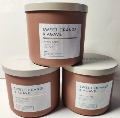 QTY 3 x Bath & Body Works SWEET ORANGE & AGAVE 3-Wick Scented Candle 14.5oz RARE