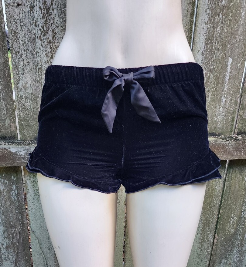 Victoria's Secret Black Velvet Velour Ruffle Shorts XS | eBay