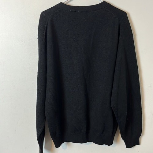 Merino Wool Button-Front V-Neck Cardigan Sweater in Black by Viyella - Picture 2 of 7