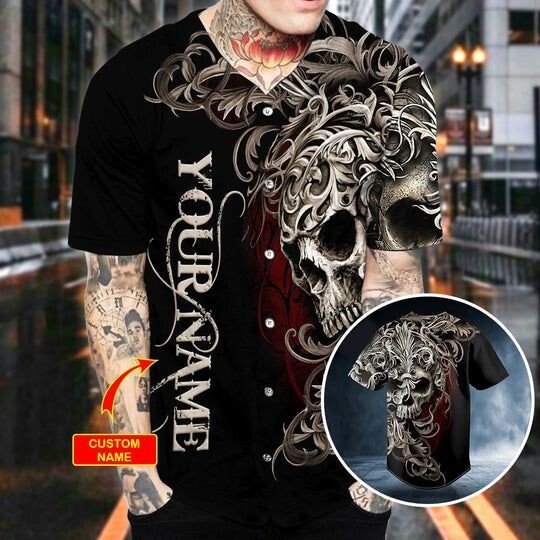 Personalized Skull Graphic Tees 3D All Over Print Clothing Baseball Jersey-image