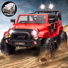 JOYLDIAS Red 12V Electric Battery Kids Ride On Car Truck Toys w/ LED,MP3,Remote