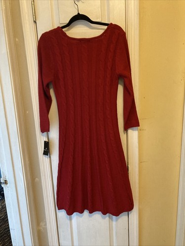 Ronni Nicole Size Medium Red Sweater Pencil Dress NWT V-Neck Mid-legs - Picture 6 of 11