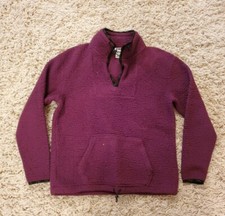 Victoria's Secret Pink Fuzzy Sherpa Quarter Zip Pullover Maroon Size X-Small