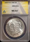 1904-O Silver $1 Morgan MS 63 ANACS # 7433007 + Bonus