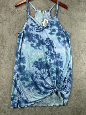 MIKEN SWIM Womens Juniors Swim Cover Up Dress Blue Tie Dye Size Large NEW NWT
