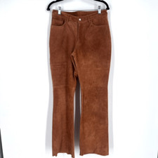 Vintage Express World Brand Women's Genuine Leather Suede Pants Brown Size 7/8