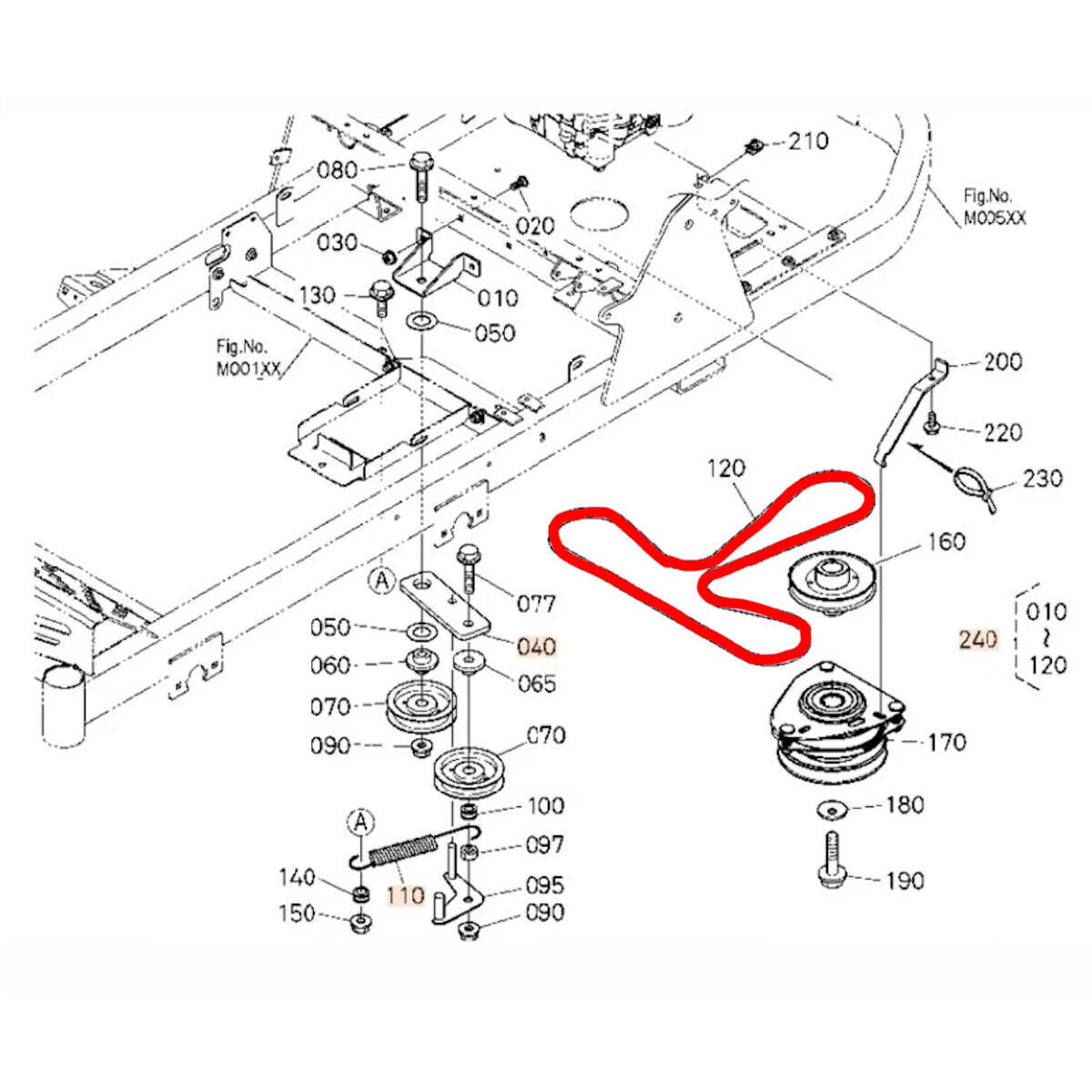 Kubota TR5000 動作確認 Transmission Belt Fits Kubota Z122EBR with RCK42P-122Z Deck Pn