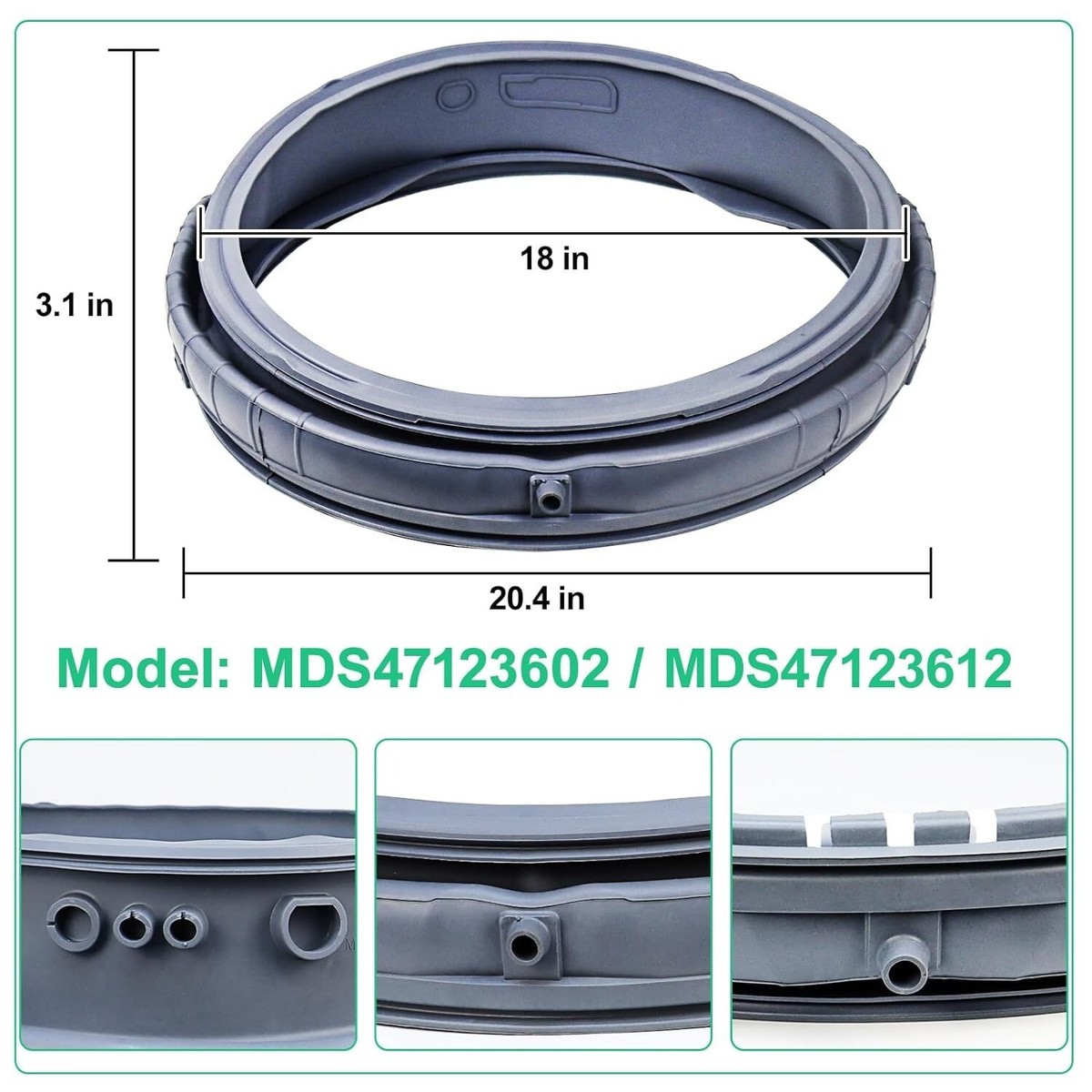 NEW MDS47123602, MDS64237202 Washer Door Gasket Boot Compatible For LG
